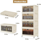 4 Tier - 34QT Storage Bins with Lids, Collapsible Storage Bins with Doors and Wheels, Plastic Storage Cabinet for Easy Storage and Organization for Living Room, Office