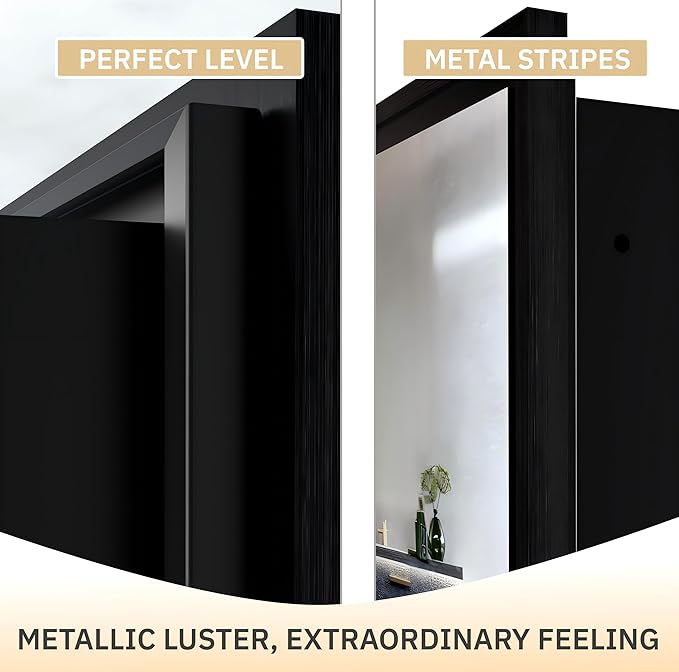 Bathroom Medicine Cabinet with MirrorSurface Mount Vanity Mirror Cabinet, Single Door Cabinet Famerhouse Bathroom with Storage (Brush Black, 24x24 Inch)