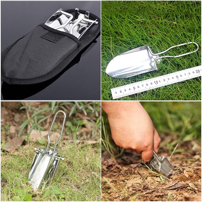 Lightweight Mini Shovels, Stainless Steel Foldable Garden Trowel, Handy Camping Shovel for Gardening and Potting Folding Tool
