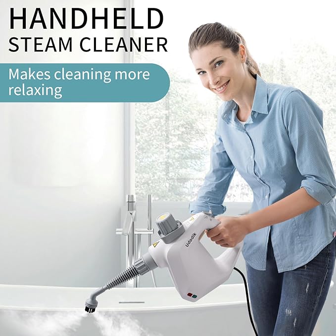 Handheld Steam Cleaner for home, Multipurpose Portable Steam Cleaners Use with Safety Lock and 10 Accessory Kit to Remove Grime, Grease, More