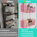 HapiRm Over Door Organizer Storage - Hanging Door Organizer with 4 Metal Large Capacity Baskets and Adjustable Coat Hook for Bathroom Bedroom Kitchen Pantry Closet Cabinet