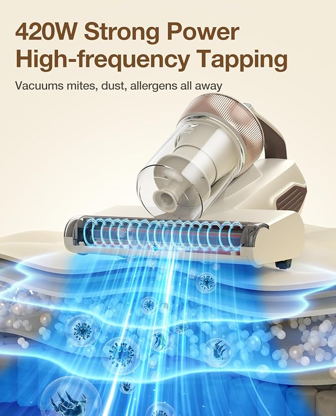 Jimmy Mattress Vacuum Cleaner, Bed Vacuum with UV & Ultrasound, High Heating, Smart Dust Sensor, 15Kpa Powerful Suction, Lightweight, Deep Clean Dust and Pet Hair in One Go(BX6 Lite, Corded)