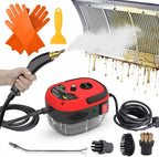 Steam Cleaner, 2500W High Pressure Steam Cleaner for Cleaning, 1.2L Portable Car Steamer with Brush Heads Gloves Scraper handheld Steam Cleaner for Home Use Kitchen Grease Car Detailing (110V, Red)