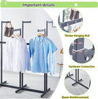 Floor Standing Metal Garment Rack - Heavy Retail Display Racks With Wheels, 6 Arms Clothing Rack, Square Tubing Portable Shirt Racks, Merchandise Display For Hanging Clothes (Silver)