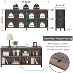 FATORRI 8 Cube Storage Organizer Bookshelf, Rustic Wood Cubby Bookcase, Industrial Horizontal Long Shelf for Living Room (Walnut Brown, 62 Inch)