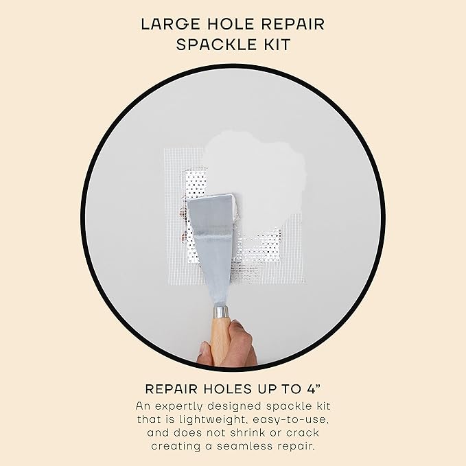 soto Large Hole Repair (Up to 4"), White Spackle, 7-Piece Kit (No. 07 in Situ White) - High Strength Hole Repair Kit for use on: Walls, Drywall, Ceiling, Furniture, Cabinets