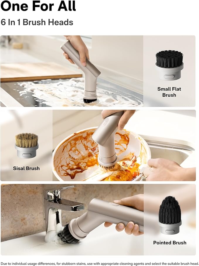 HOTO Handheld Short-Handle Electric Spin Scrubber, IPX7 Waterproof Cordless Scrubber Brush, Bathroom Cleaning Brush, Max 22 in-lb, with 9 Brush Heads for Bathroom, Shower, Kitchen, Sink, Tile