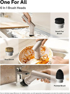 HOTO Handheld Short-Handle Electric Spin Scrubber, IPX7 Waterproof Cordless Scrubber Brush, Bathroom Cleaning Brush, Max 22 in-lb, with 9 Brush Heads for Bathroom, Shower, Kitchen, Sink, Tile