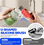 6 Pack Holikme 4 in 1 Cup Lid Cleaning Brush Set with 3 Straws, Multifunctional Bottle Brush, Silicone Cup Lid Gap Cleaner, Durable Bristle Crevice Cleaning Brush, Red