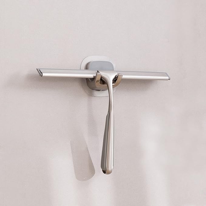 Shower Squeegee for Shower Doors 10 Inch Bathroom Squeegee for Windows,Kitchen,Mirror and Car Glass, Stainless Steel