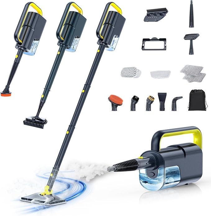 LABIGO 10-in-1 Steam Mop with Detachable Handheld Steamer, 350ml Tank, 10s Heat-Up, 248°F Steam Cleaner, 2-Level Control and Swivel Head for Floor, Carpet, Tile - Lightweight and Multi-Surface