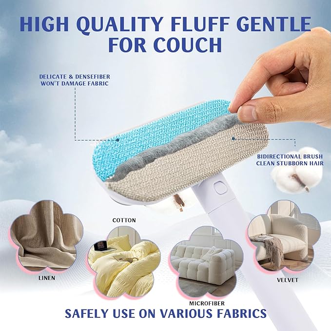 2 Pcs Multifunctional 4-in-1 Pet Hair Remover Brush & Window Screen Cleaner, Reusable Lint Brush with Long Handle，Pet Hair Removal for Furniture, Couch, Carpet, Clothes, Car Interior Cleaning