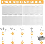 48PCS Metal Pegboard Kit – 12"x24" Tool Storage Wall Organizer Pegboard with Hooks and Bins for Garage, Workshop, Kitchen, Office, and Craft Room (Gray)