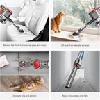 Cordless Vacuum Cleaner, 30Kpa Lightweight Stick Vacuum with 45 Mins Runtime, Rechargeable Battery, LED Anti-Tangle Brush, 6-in-1 Stick Vacuum for Carpet, Hardwood Floors & Pet Hair
