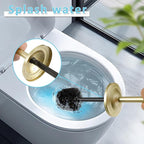 Stainless Steel 304 Toilet Brush and Holder,Toilet Bowl Brush with Long Handle for Bathroom,Toilet Cleaner Brush-Space,Saving,Covered Brush,Durable, Deep,Cleaning,Splash Resistant (Gold)