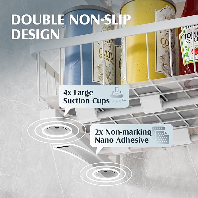 2 Pack Under Sink Organizers and Storage, Height Adjustable Cabinet Organizer Pull Out Drawer, 2 Tier Metal Under Kitchen Bathroom Sink Organizer, White, VF-JT01-WH