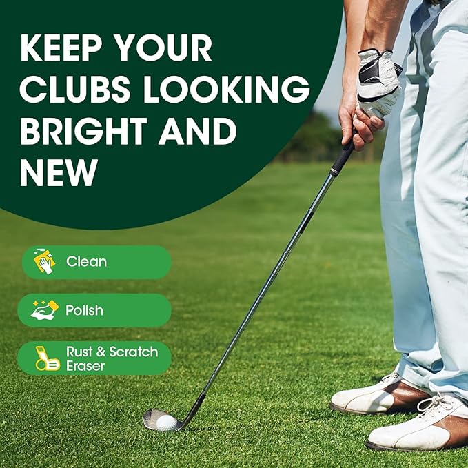 Golf Club Polish & Golf Club Cleaner - Rust and Scratch Remover Golf Club Polishing Kit/Golf Club Cleaning Kit - 9 oz Metal Polish Compound - Golf Accessories