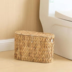 YANGQIHOME Toilet Paper Storage, Water Hyacinth Toilet Paper Storage with Lid, Papers Container for up to 6 Mega Rolls, Bathroom Basket Organizer