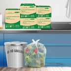 8-10 Gallon Flap Tie Compostable Trash Bags, 240 Count, Compost Bags Kitchen Trash Bags, Sturdy Biodegradable Garbage Bags Food Scrap Waste Bags, ASTM D6400, US BPI Certified, Green