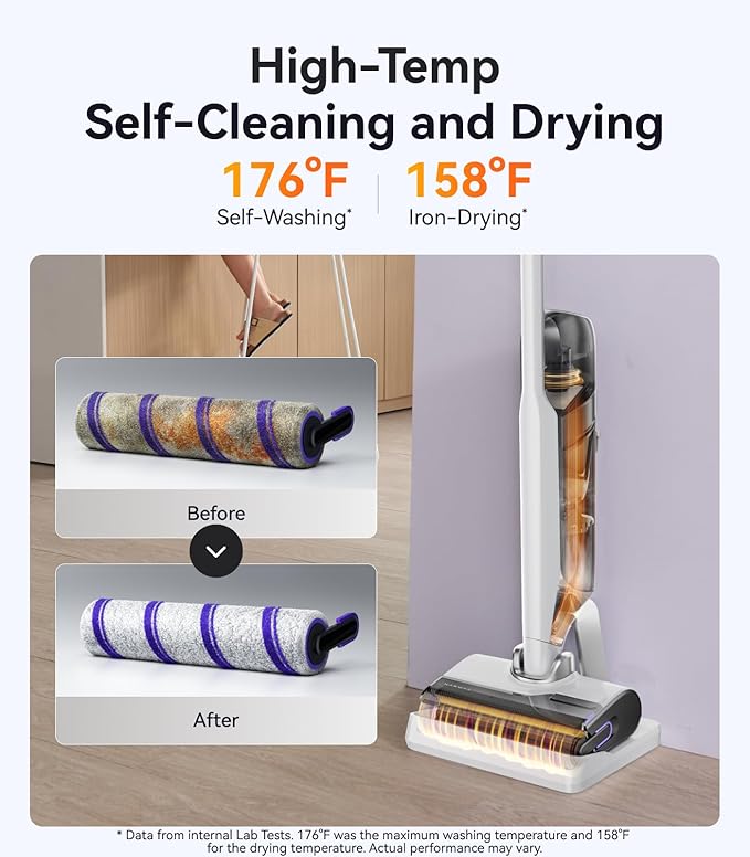 NARWAL S30 Wet Dry Vacuum Cleaner with 20000Pa Suction, 176°F Self-Cleaning, Heated Drying, Disposable Waste Bag, Tangle-Free, Cordless Vacuum Mop for Hard Floors & Edge Cleaning, Easy to Use