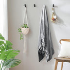 Wood Wall Hooks, 4 Pack Coat Hooks Wall Mounted, Rustic Wooden Heavy Duty Robe Hook Hat Rack, Hook for Hanging Bathroom Towels Clothes Hanger (Black)