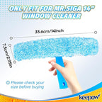 KEEPOW 14" Microfiber Window Scrubber Refill Replacement Compatible with MR.SIGA, Compatible with Ettore Professional Window Cleaning, Reusable & Washable Window Squeegee for Home (4 Pack)