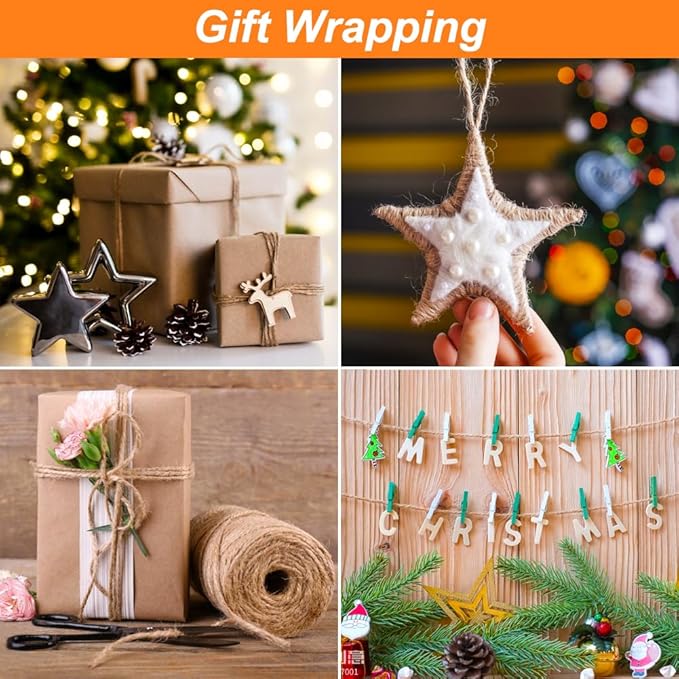 Shintop 3mm Twine, 328 Feet Garden Twine Heavy Duty 3Ply Natural Jute String for Arts, Crafts, Gift Wrapping and Climbing Plants (Brown)