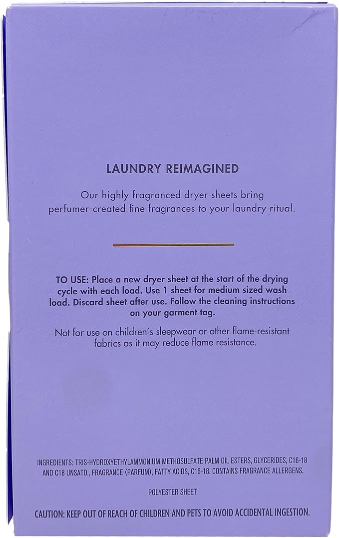 Bath & Body Works Lavender Vanilla Fabric Care Dryer Sheets - Box of 40 sheets - with a Natural Oats Sample Soap