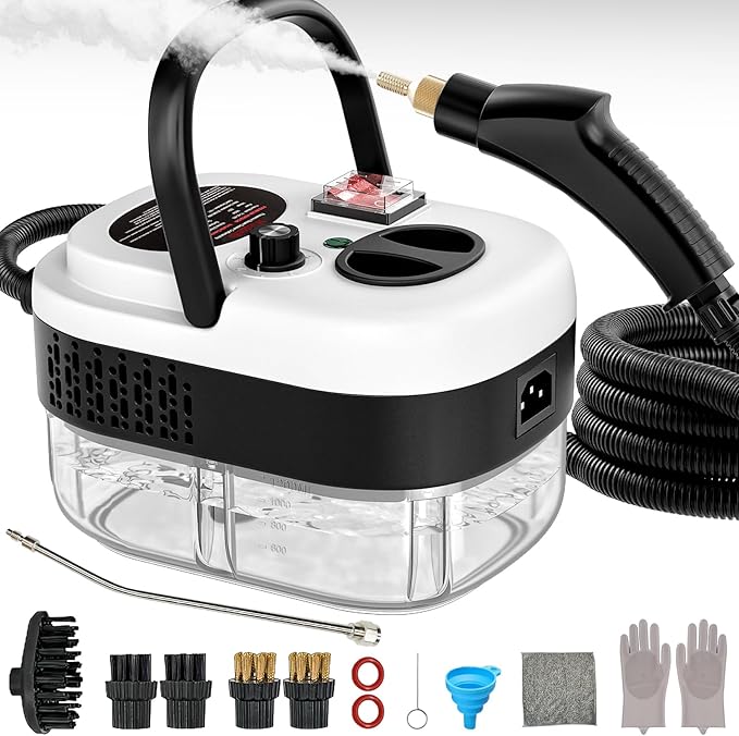 Steam Cleaner,15s Heat-Up,1.4L Tank,Steamer for Cleaning with 10 pcs Accessories,Multi-2500W High Temperature and Pressure handheld steamer,Steam Clea (6-【02】White)