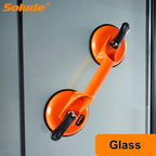 SOLUDE 2 Pack Glass Suction Cups,Aluminium Heavy Duty Vacuum Handle Glass Holder for Lifting Large Glass/Window/Tiles/Mirror/Granite/Floor Gap Fixer/Windshield Removal & Install Tool