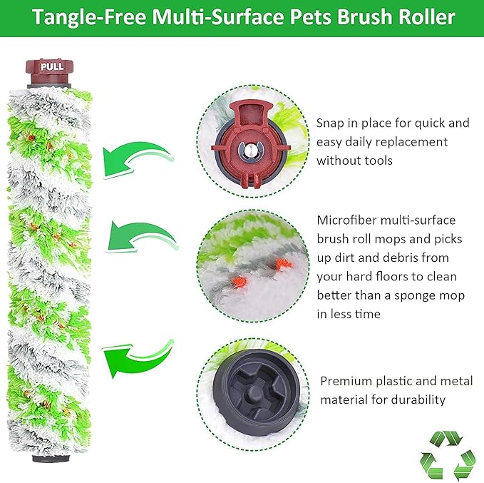 for Bissell CrossWave Pet Pro 2306A CrossWave 1785 Series Replacement Parts 2 Pack 2460 Multi-Surface Pet Pro Cleaner Brush Rolls Tangle-Free+2 Pack 1866 Vacuum Filters Part 1613568 1608684