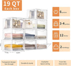 10 Pack Closet Organizers and Storage,Clear Stackable Plastic Storage Bins with Lids Magnetic Doors,Clothes Organizers and Storage,Plastic Craft Containers for Wardrobe Kitchen Bathroom Office