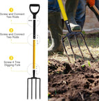 Pitchfork, Steel Tines, Manual Hay Fork, Pitchforks for Gardening Digging Composting Spading,4Tines Garden Fork witn Fiberglass Handle,46Inches (Black)