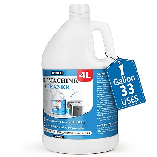Ice Machine Cleaner Maker Descaler - Nickel Safe Descaler, Ice Maker Cleaner Compatible with Whirlpool, Scotsman, KitchenAid, Affresh, Hoshizaki, GE Opal Cleaning Kit, (1Gallon, 33 Uses)