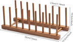 HBlife 2pcs Acacia Wooden Dish Dying Rack Pot Lid Plate Organizer Holder for Cabinet, Cutting Board Stand Drainer Storage Plate Rack for Dish, Pot Lid, Bowl, Cup, Cutting Board and Books