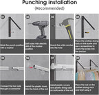 Clothes Drying Rack Retractable, Wall Mounted Clothes Hanger Rack for Laundry Room, Laundry Drying Rack with Clothes Rod Space Saving Closet Organizer Aluminium (Black, 2P)