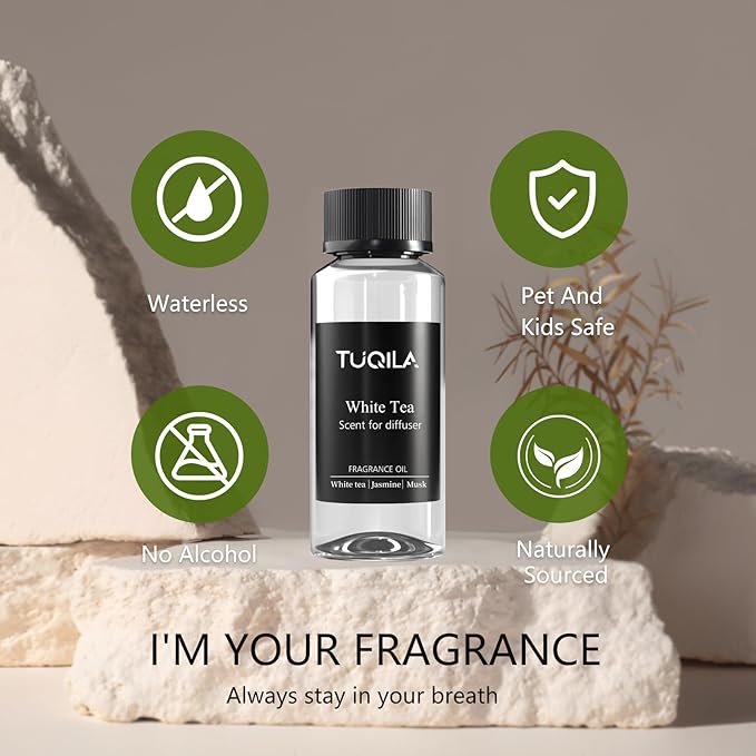 White Tea Essential Oil for Waterless Diffusers - 120ML Luxury Home & Car Air Freshener, Natural Aromatherapy Scent Refill for Office, Home, Car, Spa - Premium Aroma Scent Oils