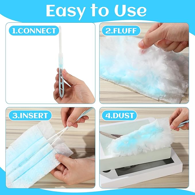 100 Pcs Disposable Dusters Refills Bulk Heavy Duty 180° Multi Surface Replacement Dusters for Cleaning Ceiling Fan with Microfibers Unscented (Fresh Colors)