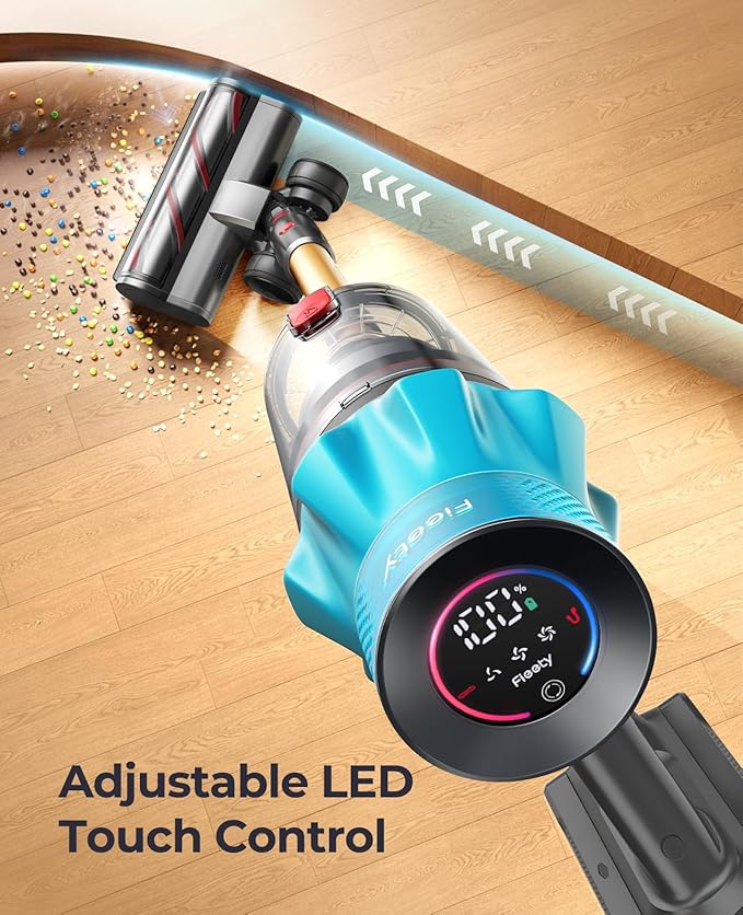 Cordless Vacuum Cleaner 580W/48Kpa, Stick Vacuum Cleaners 65 Mins Max Runtime with Charging Dock, Self-Standing Handheld Vacuum with Touch Display, 6-in-1 Vacuum Cleaner for Carpet/Hard Floor/Pet Hair