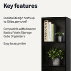 Amazon Basics 5-Cube Bookcase Compatible with Fabric Storage Cube Organizers, Black