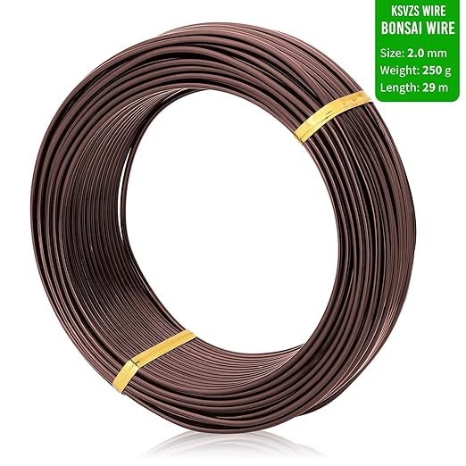Bronze-2.0mm/12gauge-Anodized Aluminum Bonsai Training Wire 250g Large Roll,Many Size to Choose,KSVZS Bendable Metal Wire for Crafts,Sculpting,Armature and Daily Use,Necessities for Family