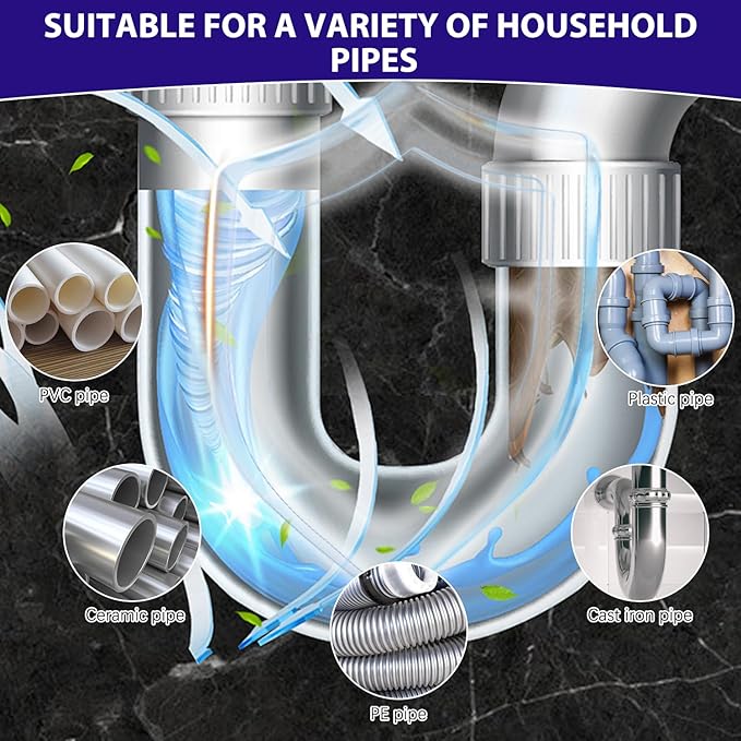 Pipeline Dredging Agent, Kitchen Unblocker, Drain Clog Remover Agent, Powerful Pipe Dredging Agent, Powerful Sink and Drain Cleaner Powder for Kitchen Toilet Quick Cleaning (350ML)
