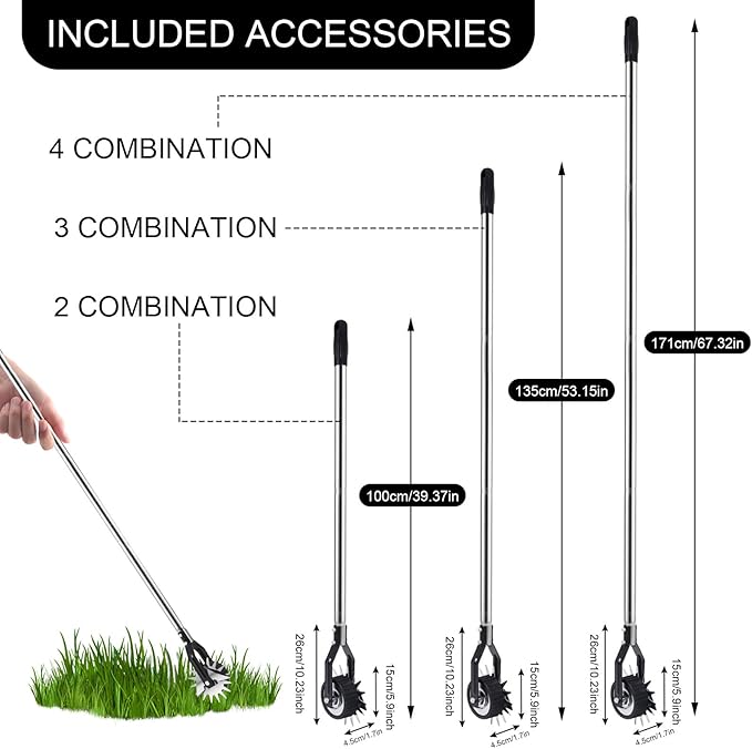 Longzhuo Wheel Rotary Edger, Wheel Lawn Edger, Manual Edger Lawn Tool with Stainless Steel Handle, Garden Edger Lawn Tool for Garden Yard