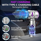 Car Vacuum,4-in-1 Mini Cordless Vacuum Cleaner with 3 Suction Modes&23000pa Suction,Portable Handheld Vacuum with LED Light,Multi-Nozzles&Brushless Motor&Air Dusters,TypeC for Car/Home/Pet/Office