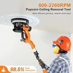 Drywall Sander, 1000W Popcorn Ceiling Removal Tool, Automatic Drywall Sander with Vacuum Dust Collection, LED Light, 6 Variable Speed 800-2200RPM,15Pcs Sanding Discs, Foldable & Extendable Handle