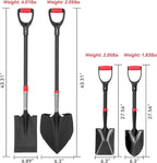 SHARK ATTACK 4-Piece Steel Shovel Set with D-Grip Handles - Multi-Size Garden Shovels with Powder Coating for Digging, Planting & Car Emergency