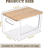 2 PCS Trash Bag Holder Dispenser Under Sink, Extra Large Garbage Bag Holder Organizer with Bamboo Top & Handles