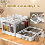 3 Pack Foldable Storage Bins, 26 Gal Collapsible Storage Bins with 5 Opening Ways, Folding Storage Boxes, Foldable Storage Cubes for Clothing, Books, White