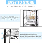 SUNLPH 5-Tier Wire Shelving Adjustable Shelves Unit Metal Storage Rack for Laundry Bathroom Kitchen Pantry Closet Organization (Black, 16.6" L x 11.4" W x 49.1" H)