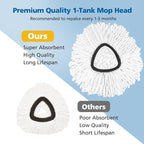 Spin Mop Replacement Head Spin Mop Refills Compatible with O Ceda EasyWring 1-Tank System, 2 Microfiber Spin Mop Head, 1 Triangle Mop Base Head and 4-Section Iron Mop Handle 30-58in for 1 Tank System